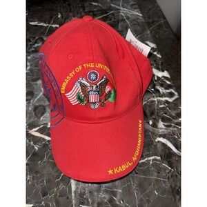 EMBASSY OF THE UNITED STATES KABUL AFGHANISTAN MILITARY RED  HAT CAP Free Ship